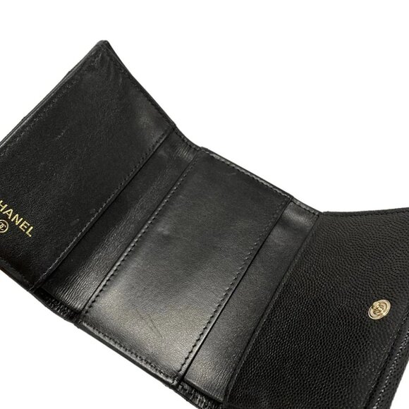 Auth CHANEL Matelasse AP4173 Black Grained Calfskin Trifold Wallet Gold hardware - Picture 3 of 11